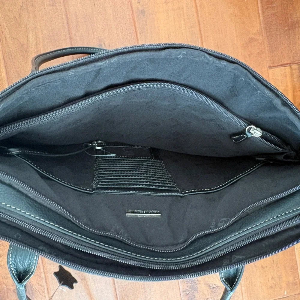 Giani Bernini Laptop Tote Bag Multi-Compartment‎ Leather, Womens Large Black